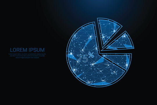 Blue Pie Chart with 75 Percent Segment for Data Distribution Visualization