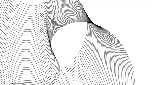 Fluid linear waves on gradient background animation, Abstract wavy lines forming flowing loops over a gradient background
