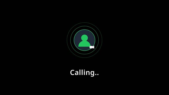 Incoming call notification interface with animated ringing animation