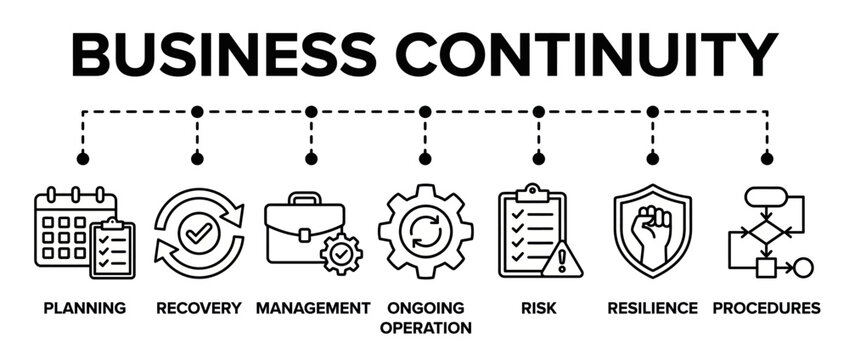 Business continuity concept vector icons set