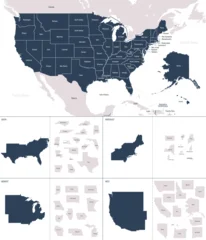 detailed color vector map of the United States of America with administrative divisions, each region of the USA is presented separately in high detail and divided into states © martinova4