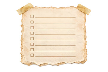 Fototapeta premium Vintage parchment paper with lined text space isolated on transparent background, illustration