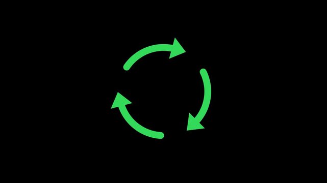 Green circular loading spinner animation on animation black background