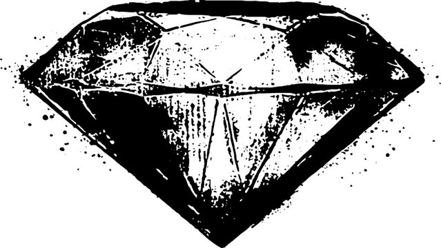 Hand drawn diamond sigil detailed ink illustration high contrast black and white for tattoo stencil poster and logo design