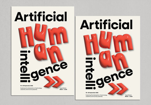 3D Typography Conference Poster Layout