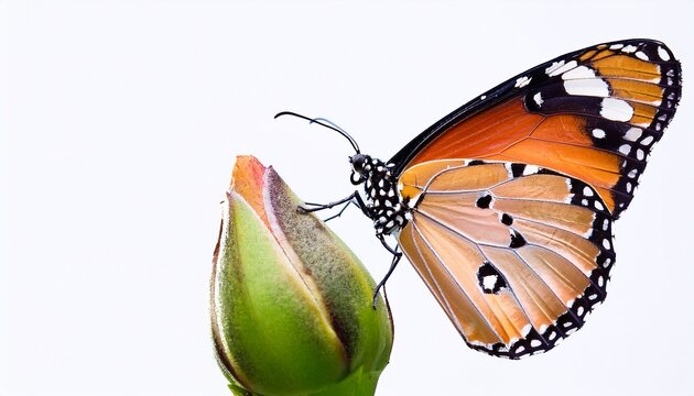 Ein Segelfalter Schmetterling Thront Auf Einer Knospe Auf Weissem Hintergrund