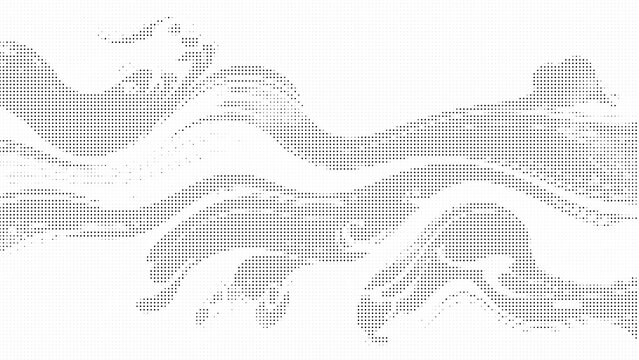 Abstract halftone wave pattern background with flowing liquid shapes