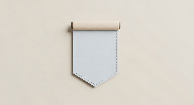 Blank light blue linen pennant banner with wooden dowel rod