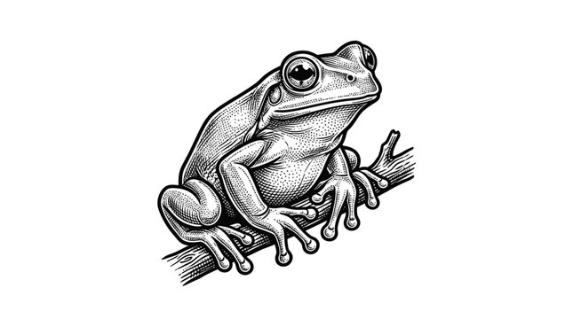 Detailed illustration of a sitting frog.