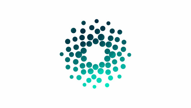 Teal circular dotted technology network logo icon