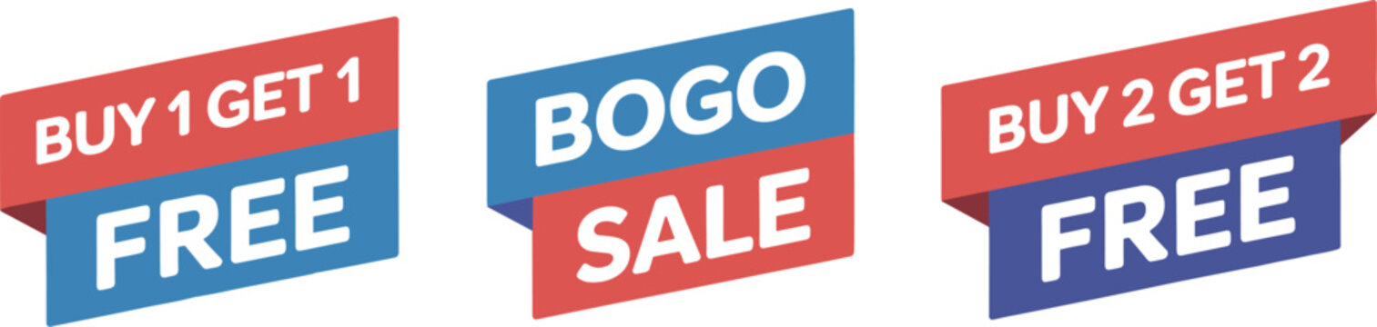 Set of Three Sale Banners Buy 1 Get 1 Free Bogo Sale