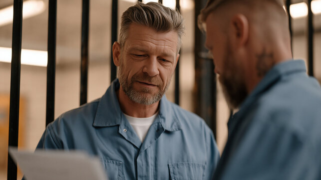 Night shift inventory management team in pharmaceutical distribution center performing controlled substance count verification, dual-custody protocol with two workers signing off,