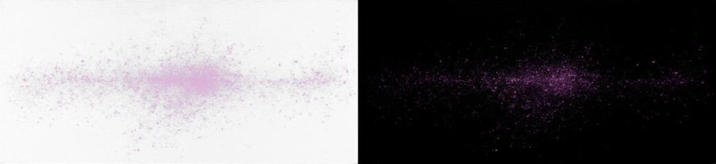 Obraz premium Purple cosmic dust cloud, violet glitter nebula texture, minimal starry galaxy explosion asset, premium dark texture, luxury horizontal presentation template on light and dark background 