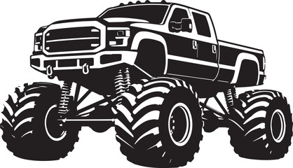 Black monster truck with large tires isolated on transparent background, Vector, illustration © Rijvi