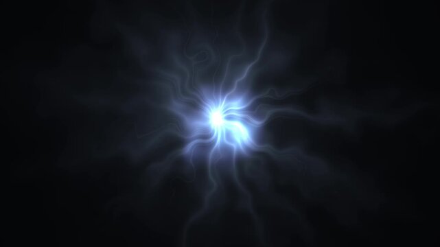 Electric Flash FX power blast with anime thunderstorm lightning, glowing plasma trails, explosive spark bursts, dynamic cartoon energy effect overlay on black background, seamless 4K animation