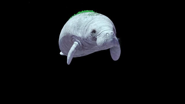 Manatees Sea Fish Swimming on Underwater Shark pufferfish orca Salmon Sperm whale Beluga whale Marine aquarium Ocean Fish on Underwater Isolated on Green Screen