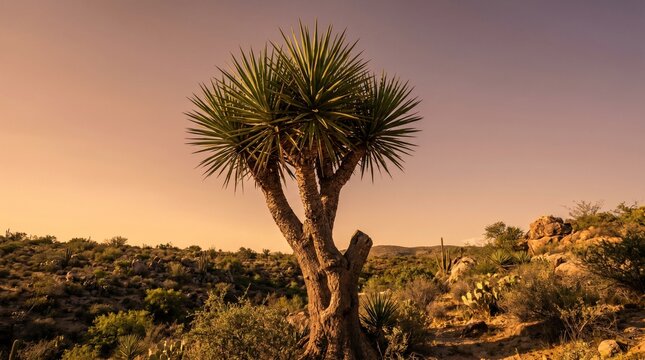 Yucca plant under the bright sun
