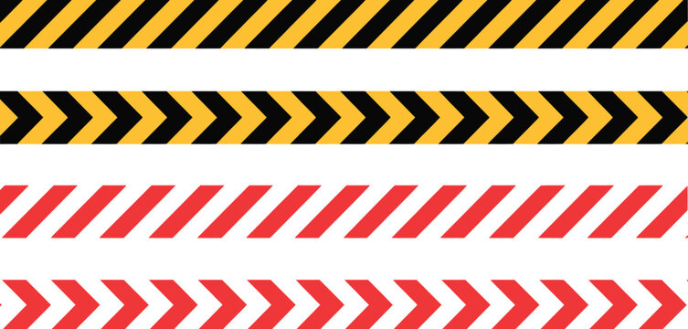 Warning Caution Barricade Tape Stripes Vector Illustration with Diagonal Red White Warning Caution Barri Yellow Pattern, Seamless Repeatable High Contrast Safety Design for Construction Hazard Marking