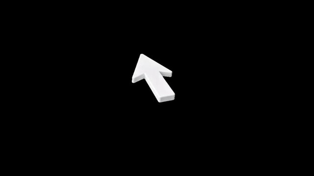 A white 3d arrow pointing up and to the right on a black background