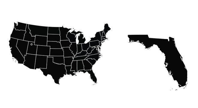 United states map silhouette on white background