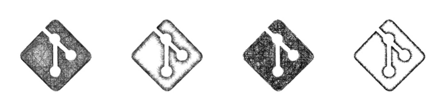 Monochrome sketch git repository icon design set