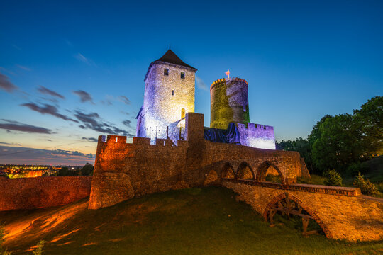 Bedzin Castle at dusk. Poland