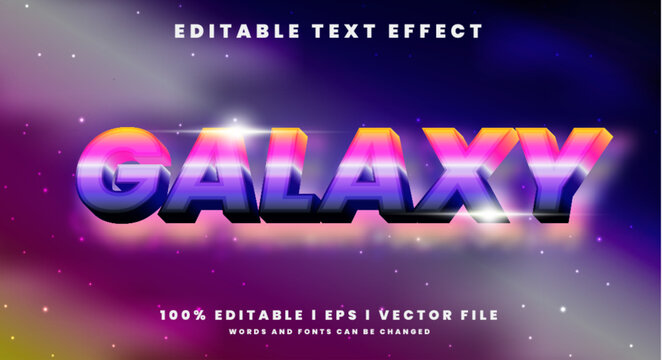 galaxy 3d text effects, gradient colors. Text style effects.