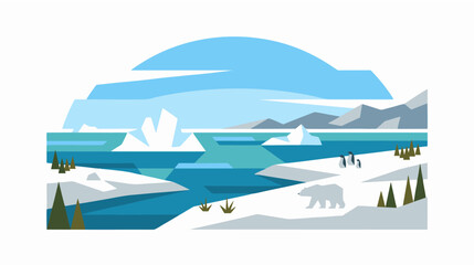 Arctic Iceberg and Polar Bear Vector Illustration © Mfaris