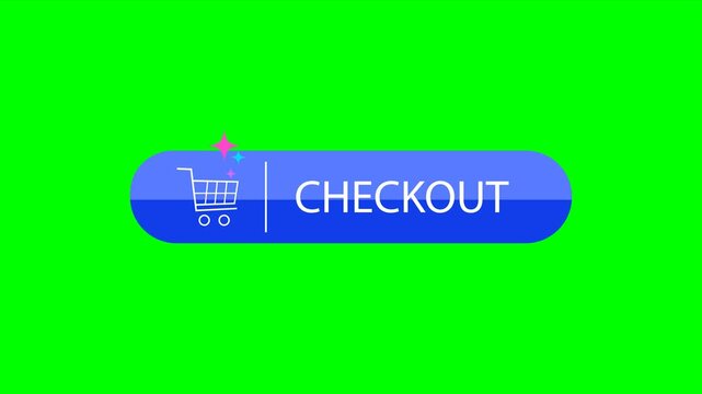 Checkout Now Cart Button with Push Pull Motion on Green Screen for E-Commerce Payment.