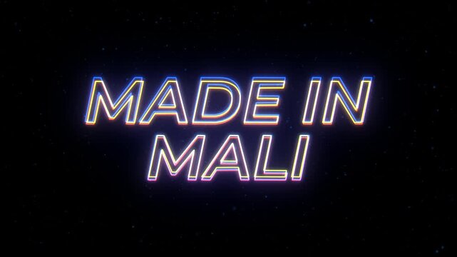 Made in Mali Neon Sign Text with Classic Retro Theme