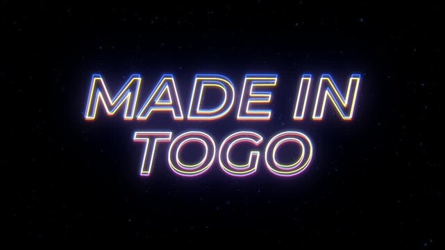 Made in Togo Neon Sign Text with Classic Retro Theme.