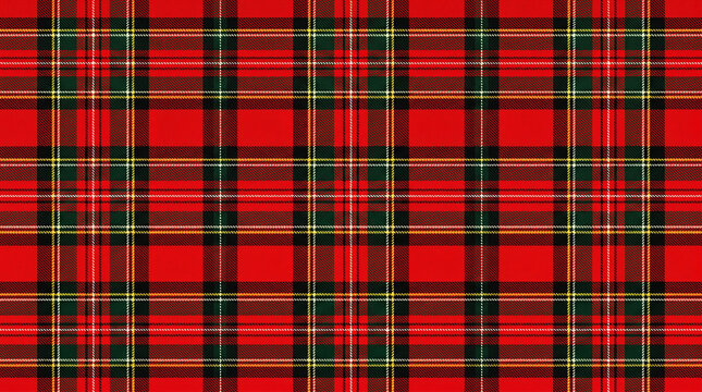 Classic red and green tartan plaid pattern for textiles