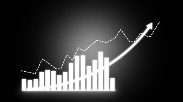 Business graph growth concept in allusive graph chart showing marketing sales profit increasing to future target. Excellent financial status of corporate business going up.