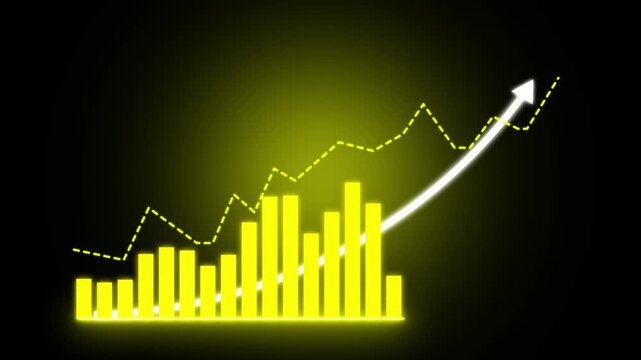 Business graph growth concept in allusive graph chart showing marketing sales profit increasing to future target. Excellent financial status of corporate business going up.