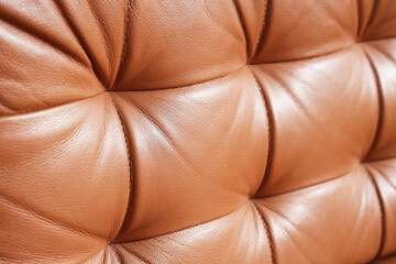 Fototapeta premium Brown tufted leather upholstery texture background, luxurious furniture material detail, elegant interior design surface