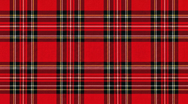 Traditional red and black tartan plaid fabric pattern