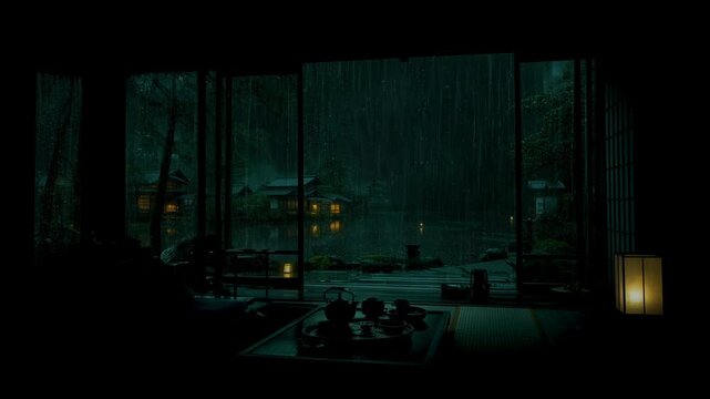 Night rain video