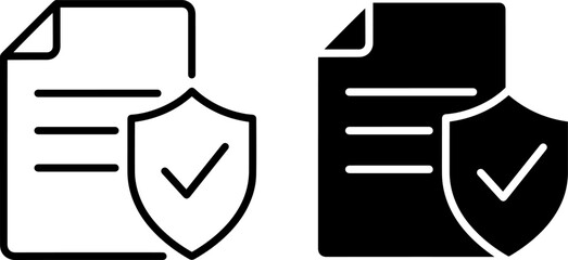 Document security icon set, protected file symbol with shield and checkmark © mohammad