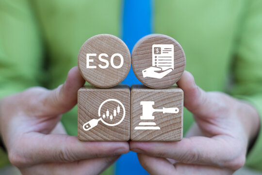 Concept of ESO Employee Stock Option. Employee Stock Options Plan Business Management.