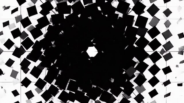 Abstract geometric pattern transition from white to black with squares