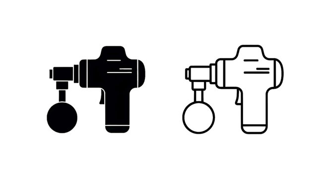 Vector illustration of massage gun icon, percussion therapy device, muscle recovery tool on a transparent background