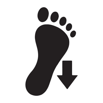 Carbon footprint reduction icon with footprint and downward arrow footprint environment reduction