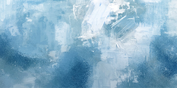 Abstract Azure Strokes A textured abstract painting featuring bold, gestural strokes in varying shades of blue and white, creating a dynamic and serene composition.