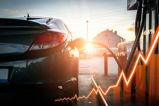 Gasoline Inflation Upward Trend Arrows Fuel Pump.