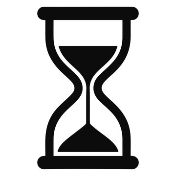 Black hourglass icon representing time and deadlines on white background