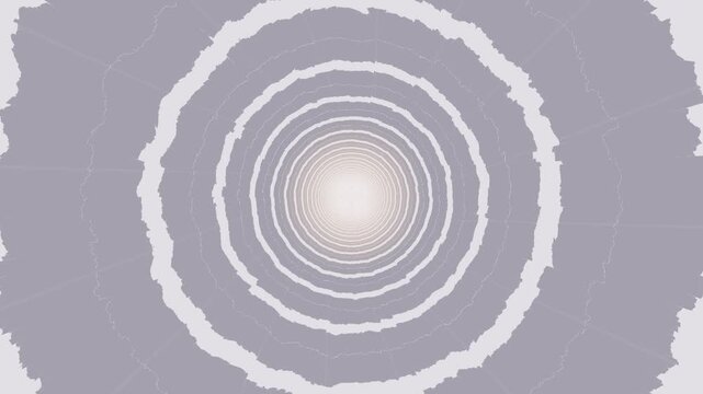 Swirling circles create an tunnel effect in gray tones
