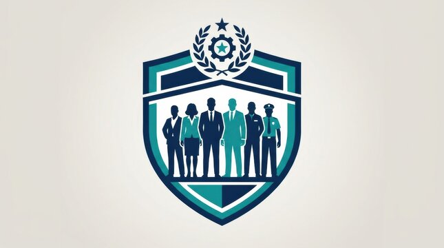 Visual elements show a shield emblem with figures representing corporate ethics, emphasizing compliance training in a workplace setting.