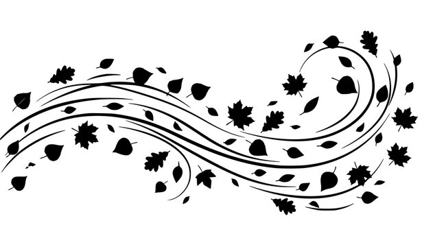 Abstract Falling Leaf Silhouette Vector with Elegant Flowing Curves
