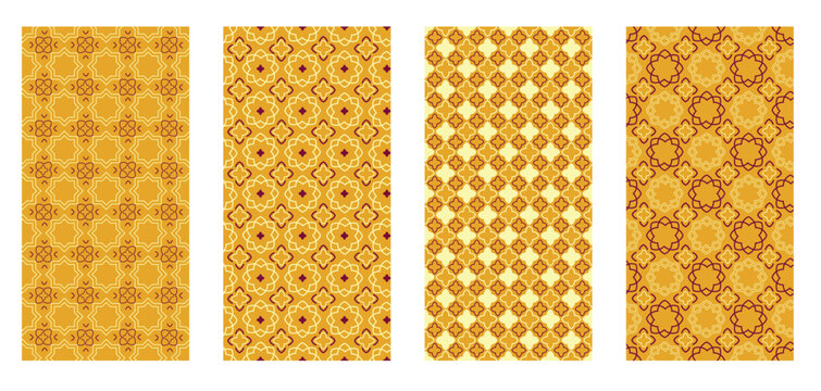 A set of vector seamless prints featuring Moroccan patterns. Stylish hand-drawn prints.