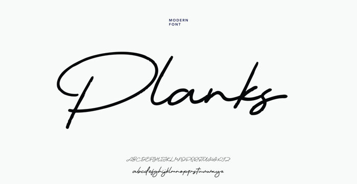 Handwritten modern plants word in black ink on paper